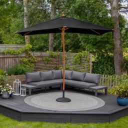 Styx 3M X 2M Deluxe Wooden Parasol In Black - thumbnail 1