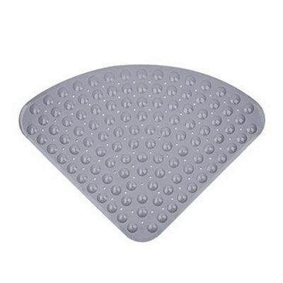Grey Corner Bath Shower Mat Non Slip Quadrant Sector Pvc Anti-Bacterial Mat - image 1