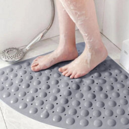 Grey Corner Bath Shower Mat Non Slip Quadrant Sector Pvc Anti-Bacterial Mat - thumbnail 4