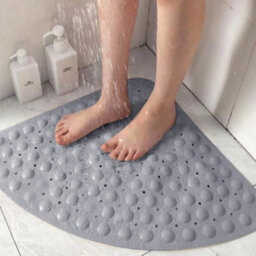 Grey Corner Bath Shower Mat Non Slip Quadrant Sector Pvc Anti-Bacterial Mat - thumbnail 3