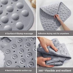 Grey Corner Bath Shower Mat Non Slip Quadrant Sector Pvc Anti-Bacterial Mat - thumbnail 5