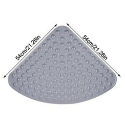 Grey Corner Bath Shower Mat Non Slip Quadrant Sector Pvc Anti-Bacterial Mat - thumbnail 2