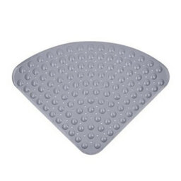 Grey Corner Bath Shower Mat Non Slip Quadrant Sector Pvc Anti-Bacterial Mat - thumbnail 1