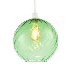 Happy Homewares Chic Emerald Green Circular Fluted Glass Ceiling Pendant Light Shade - thumbnail 2