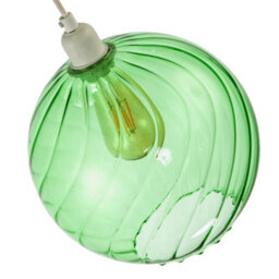 Happy Homewares Chic Emerald Green Circular Fluted Glass Ceiling Pendant Light Shade - thumbnail 5