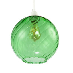 Happy Homewares Chic Emerald Green Circular Fluted Glass Ceiling Pendant Light Shade - thumbnail 3