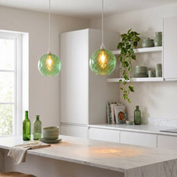 Happy Homewares Chic Emerald Green Circular Fluted Glass Ceiling Pendant Light Shade - thumbnail 6
