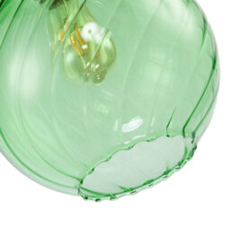 Happy Homewares Chic Emerald Green Circular Fluted Glass Ceiling Pendant Light Shade - thumbnail 4