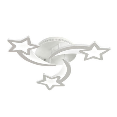 Darphe 45W Five Pointed Star Led Semi-Flush Ceiling Light, Creative White Meteor Ceiling Light - image 1