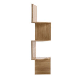 Living And Home 3 Tier Brown Zigzag Design Wooden Floating Wall Corner Shelf Bookcase 810 mm (H) - thumbnail 5