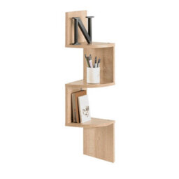 Living And Home 3 Tier Brown Zigzag Design Wooden Floating Wall Corner Shelf Bookcase 810 mm (H) - thumbnail 4
