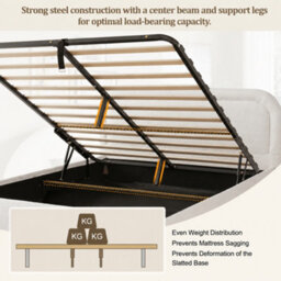 King Bouclé Ottoman Storage Bed With Curved Headboard - thumbnail 8