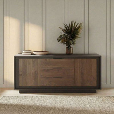FurniComp LTD Furnicomp Berlin 2 Door 3 Drawer 180Cm Grey And Mercure Oak Sideboard - image 1