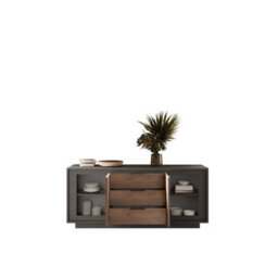 FurniComp LTD Furnicomp Berlin 2 Door 3 Drawer 180Cm Grey And Mercure Oak Sideboard - thumbnail 3