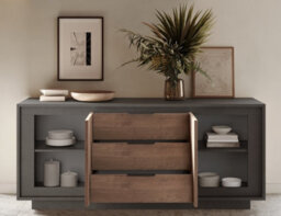 FurniComp LTD Furnicomp Berlin 2 Door 3 Drawer 180Cm Grey And Mercure Oak Sideboard - thumbnail 5