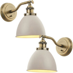 2 Pack Adjustable Industrial Wall Light Brass & Grey Shade Vintage Arm Lamp - thumbnail 1