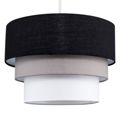 Valuelights Aztec 3 Tier Black Fabric Ceiling Light Shade And Bulb (D)30Cm - image 1