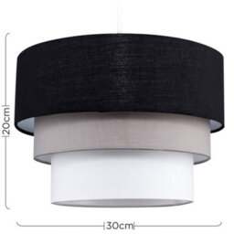 Valuelights Aztec 3 Tier Black Fabric Ceiling Light Shade And Bulb (D)30Cm - thumbnail 7