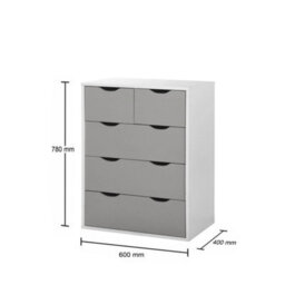 5 Drawer Chest Of Drawers In Grey And White - thumbnail 2
