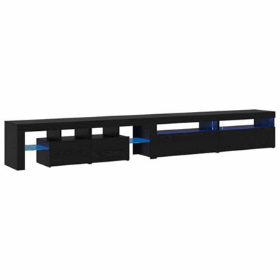 Berkfield Modern Tv Cabinets 3 Pcs With Led Lights Black Oak Engineered Wood - image 1