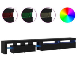 Berkfield Modern Tv Cabinets 3 Pcs With Led Lights Black Oak Engineered Wood - thumbnail 4