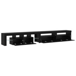 Berkfield Modern Tv Cabinets 3 Pcs With Led Lights Black Oak Engineered Wood - thumbnail 6