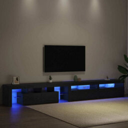 Berkfield Modern Tv Cabinets 3 Pcs With Led Lights Black Oak Engineered Wood - thumbnail 5