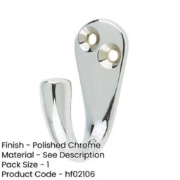 Loops Polished Chrome Single Robe Hook For Stylish Organization - Wall Mounted Clothing Hook - thumbnail 2