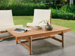 Beliani Garden Coffee Table Giaveno 145 Cm 79 Cm Acacia Wood Brown - thumbnail 2