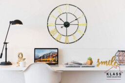 Klass Home Collection 60Cm Black & Gold Metal Roman Numerals Large Analog Wall Clock Indoor & Outdoor, Silent Non-Ticking - thumbnail 7