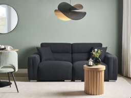 Beliani Sofa 3 Seater Fauskan Fabric Black - thumbnail 2