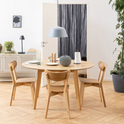 Furniture To Go Roxby Round Dining Table In Oak 105X76Cm Included 4 Roxby Dining Chairs In Oak - thumbnail 1