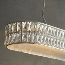 5 Bulb Ceiling Bar & 2X Matching Wall Mount Light Long Chrome & Crystal Glass - thumbnail 3