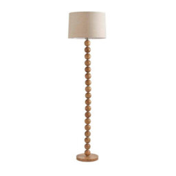 Pagazzi Lighting Pagazzi Kayleigh Wooden Floor Lamp With Tapered Shade - thumbnail 1