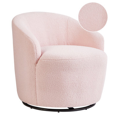 Beliani Swivel Armchair Davik Boucle Pastel Pink - image 1