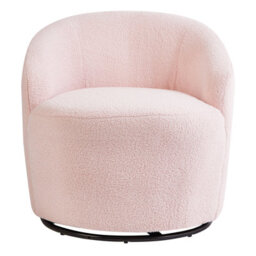 Beliani Swivel Armchair Davik Boucle Pastel Pink - thumbnail 4