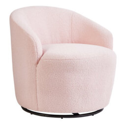 Beliani Swivel Armchair Davik Boucle Pastel Pink - thumbnail 6