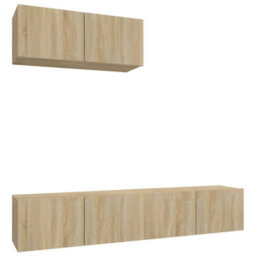 Berkfield 3 Piece Tv Cabinet Set Sonoma Oak Engineered Wood - thumbnail 2