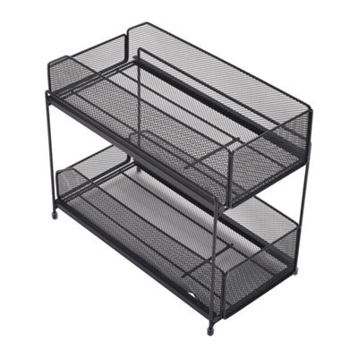 2 Tiers Kitchen Under Sink Storage Organiser Shelf Spice Rack - image 1