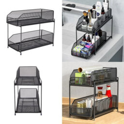 2 Tiers Kitchen Under Sink Storage Organiser Shelf Spice Rack - thumbnail 3