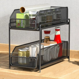 2 Tiers Kitchen Under Sink Storage Organiser Shelf Spice Rack - thumbnail 4