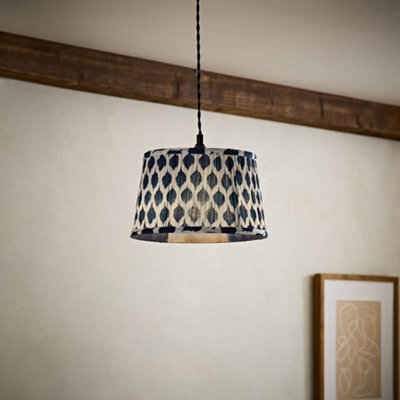 Valuelights Elijah Small Blue Ikat Pleated Tapered Lamp Shade (D) 25Cm - image 1