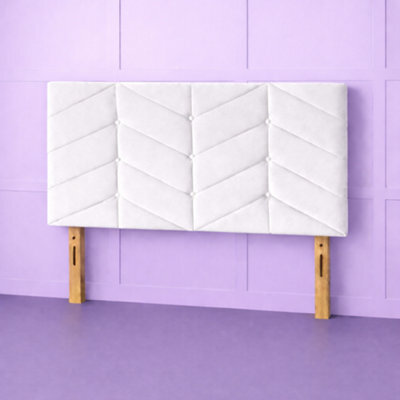 Comfy Deluxe 3Ft Single Rose White Plush Velvet 26Inch Headboard