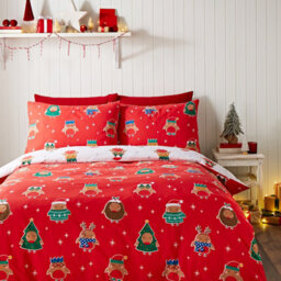Catherine Lansfield Christmas Party Robins White Duvet Cover Set Single Bedding Set - thumbnail 2