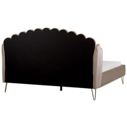 Beliani Bed Velvet Ambillou 180 X 200 Cm (Eu Super King) Taupe - thumbnail 6