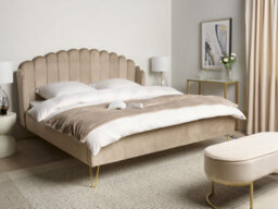 Beliani Bed Velvet Ambillou 180 X 200 Cm (Eu Super King) Taupe - thumbnail 2