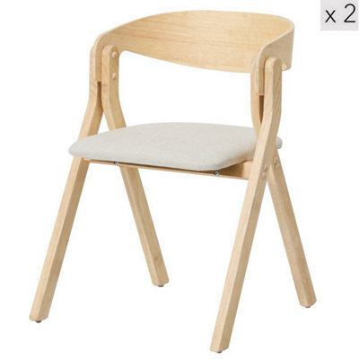 Nordlys Set Of 2 Scandinavian Dining Chairs In Solid Wood And Fabric Beige Exotic Boho Dining Room - image 1