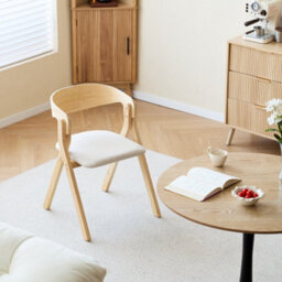 Nordlys Set Of 2 Scandinavian Dining Chairs In Solid Wood And Fabric Beige Exotic Boho Dining Room - thumbnail 7