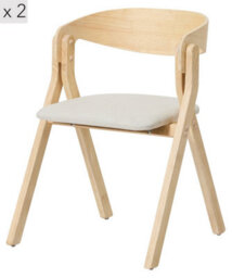 Nordlys Set Of 2 Scandinavian Dining Chairs In Solid Wood And Fabric Beige Exotic Boho Dining Room - thumbnail 2