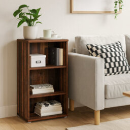 Wyld Haus Bucharest Low Narrow 2-Shelf Bookcase In Vintage Oak 550X340X854mm - thumbnail 1